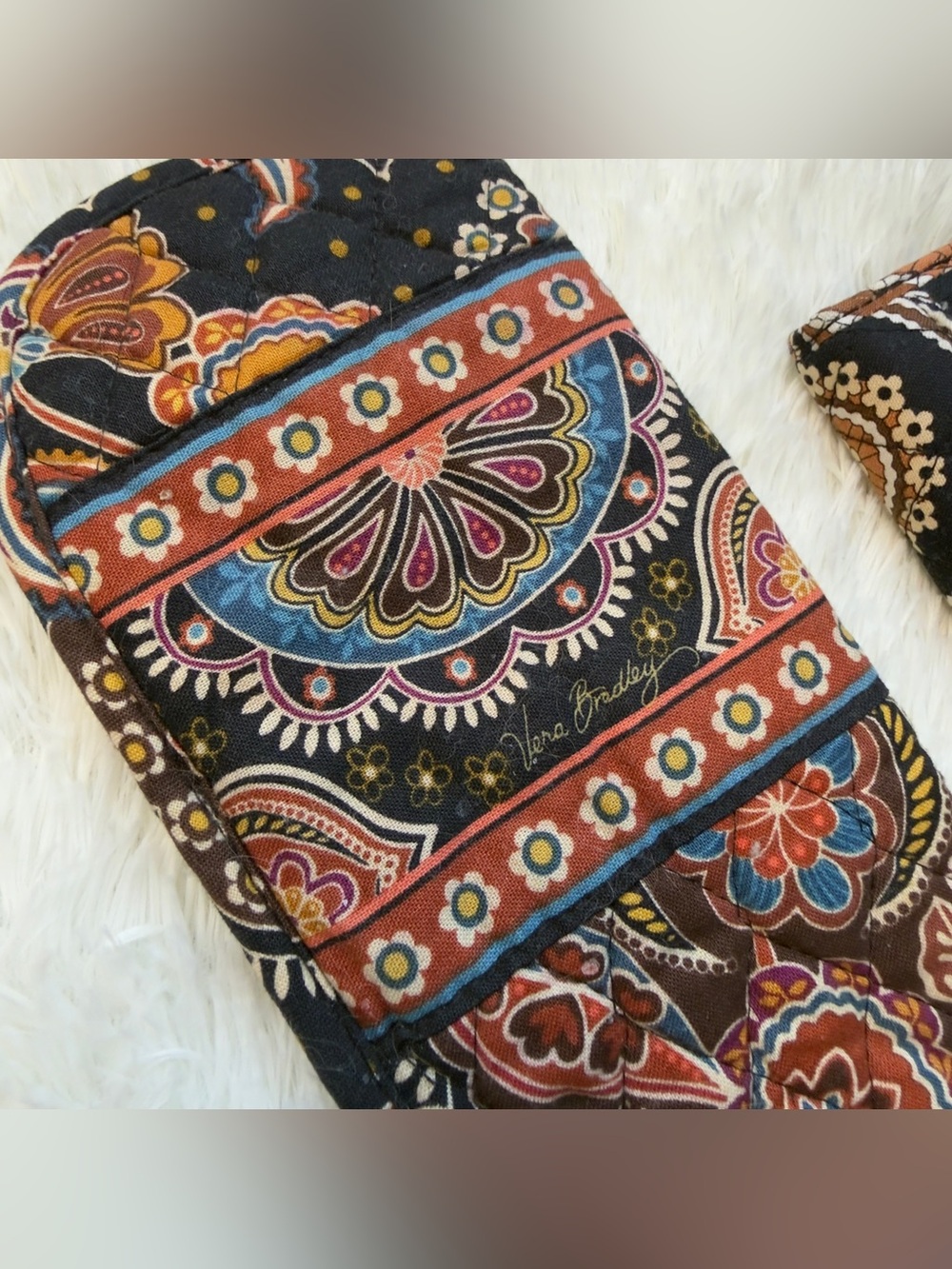 Vintage Vera Bradley Kensington Quilted Trifold Wallet & Long Case Set Paisley - Picture 2 of 7